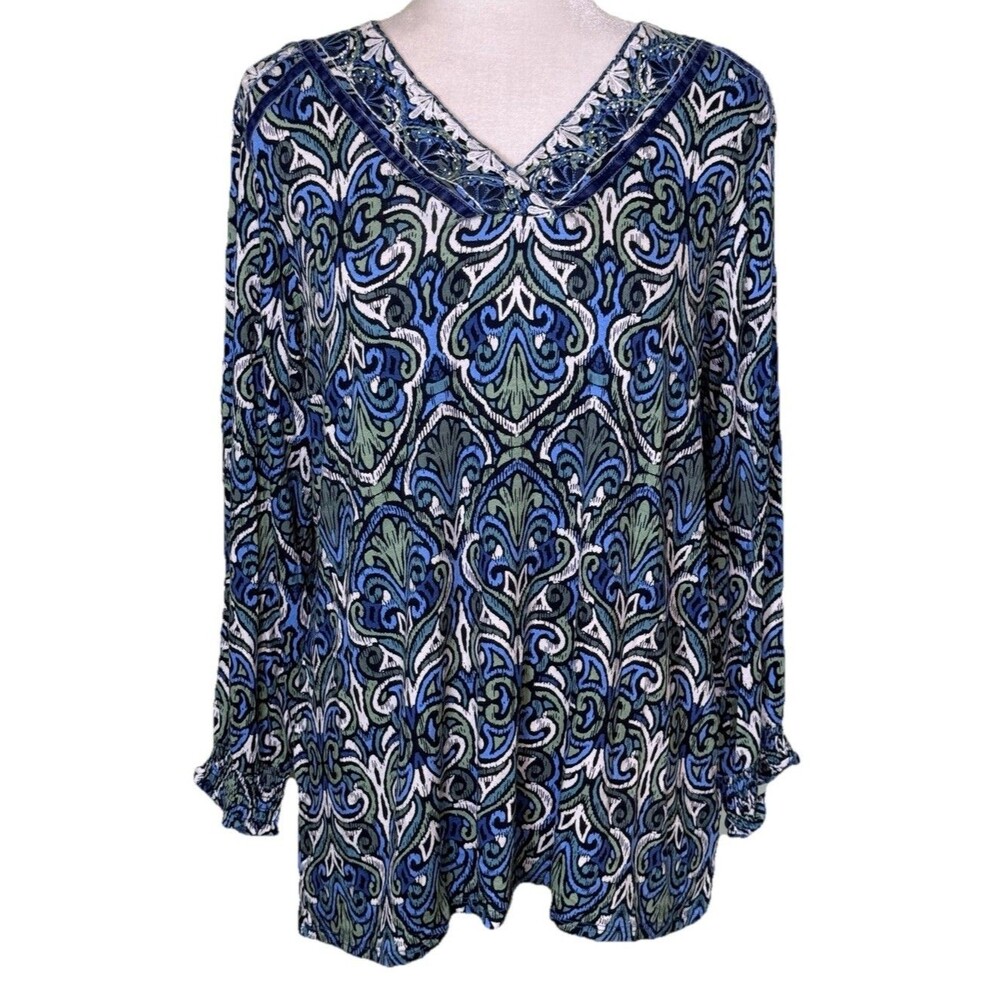 NWT Ruby Rd Women’s Artsy Eclectic Hippie Boho Chic Festival Flowy‎ Top Size Med